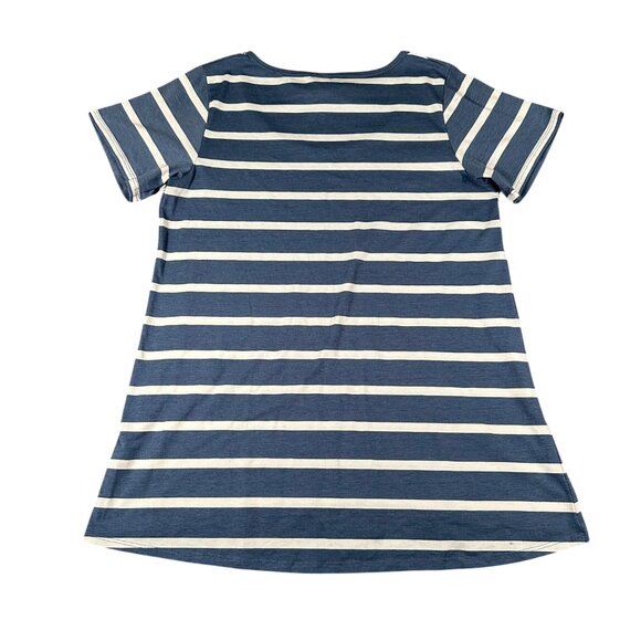 LulaRoe Womens Medium Blue Striped Classic T Shirt Scoop Neck Short Sleeve - Picture 9 of 9